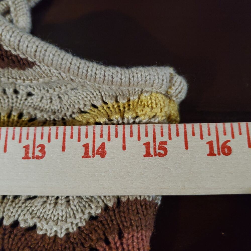 Vtg New Look Y2K Crochet Knit Zig Zag Lace Up Tank Bodysuit Size L Boho Festival - Picture 10 of 12